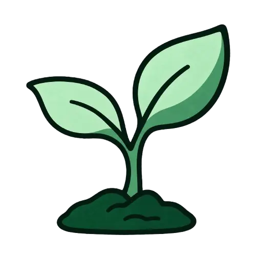 Plant growing with two leaves